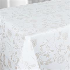 TOILE CIREE EN 140CM FLEURS BLANC ARGENT