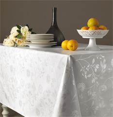 TOILE CIREE EN 140CM FLEURS BLANC