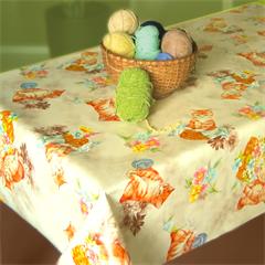 TOILE CIREE EN 140CM CHATS BEIGE
