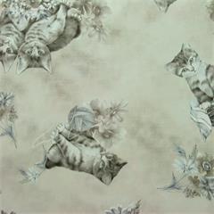 TOILE CIREE EN 140CM CHATS GRIS