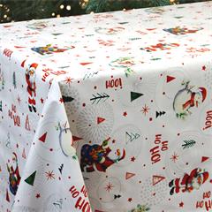 TOILE CIREE EN 140CM PERE NOEL HO HO TRADITIONNEL