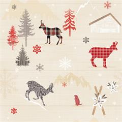 TOILE CIREE EN 140CM CERF MULTI NOEL TRADITIONNEL