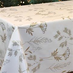 TOILE CIREE EN 140CM  FOND BEIGE OR AMBIANCE NOEL