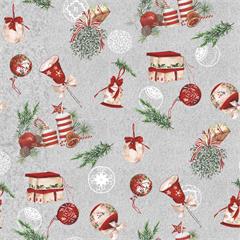 TOILE CIREE EN 140CM CLOCHETTES NOEL TRADITIONNEL