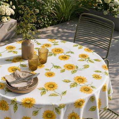 TOILE CIREE EN 140CM TOURNESOL FOND BLANC