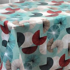 TOILE CIREE EN 140CM ETOILES RONDES TURQUOISE