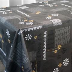TOILE CIREE DIAMANTE EN 140CM SURFACE GRAINEE FLEURETTE BLANC OR