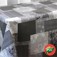 TOILE CIREE ECO-RESPONSABLE SANS PVC EN 137CM EMPREINTES NOIR