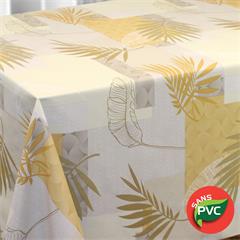 TOILE CIREE ECO-RESPONSABLE SANS PVC EN 137CM PLUME JAUNE
