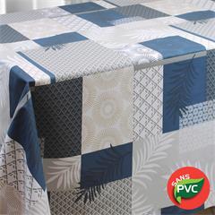 TOILE CIREE ECO-RESPONSABLE SANS PVC EN 137CM HANNAE BLEU NUIT