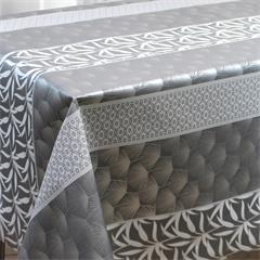 TOILE CIREE GIOIA EN 140CM CHEMIN PALM GRIS ARGENT