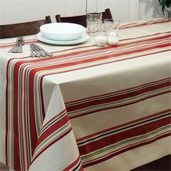 TOILE CIREE EN 140CM BAYADERE  ROUGE FOND BEIGE- SA 8032855018451