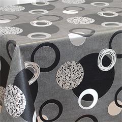 TOILE CIREE LOFT EN 137CM SURFACE MULTI-EMBOSSEE ROND FOND GRIS FONCE