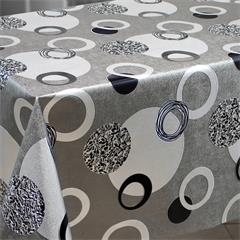 TOILE CIREE LOFT EN 137CM SURFACE MULTI-EMBOSSEE ROND FOND ARGENT