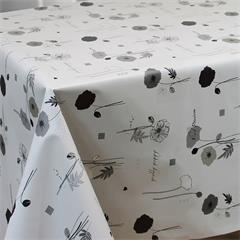 TOILE CIREE EN 140CM COQUELICOT FOND GRIS