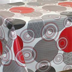 TOILE CIREE EN 140CM CERCLE ROUGE NOIR