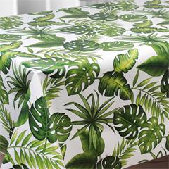 TOILE CIREE EN 140CM FEUILLE FOND BLANC