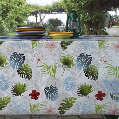 PROTEGE TABLE IMPRIME EN 140CM  FLORAL FOND BLANC 8032855087938