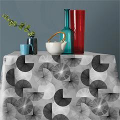 PROTEGE TABLE IMPRIME EN 140CM ETOILES RONDES GRIS